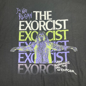 The Exorcist T-Shirt Poster 1973 Horror Movie Men Sz L Exorcism Halloween Black